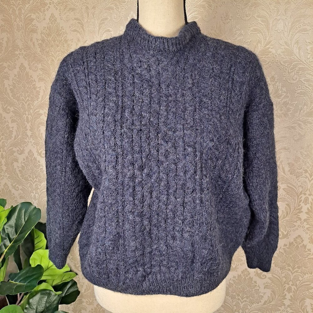 Rue Saint-Patrick Size XL Navy Blue 100% Wool Long Sleeve Crew Neck Sweater